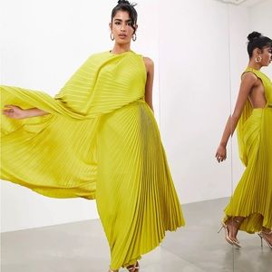 ASOS EDITION One Sleeve Pleated Maxi Dress